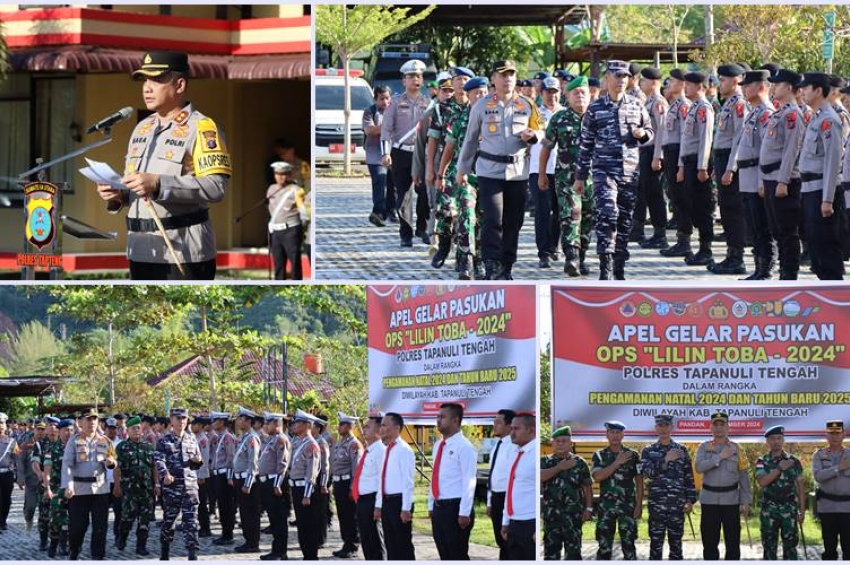 Polres Tapteng Apel Gelar Pasukan Operasi Lilin Toba, Pengamanan Nataru 2024